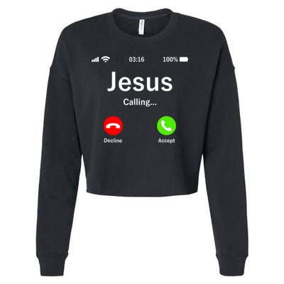 Jesus Is Calling Christian Cropped Pullover Crew