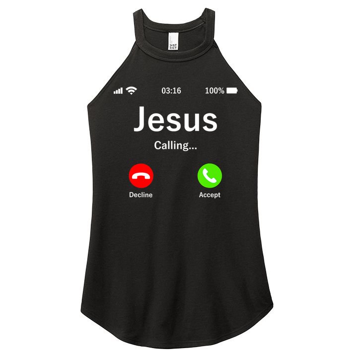 Jesus Is Calling Christian Women's Perfect Tri Rocker Tank