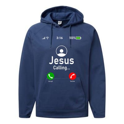 Jesus Is Calling Funny Jesus Christ Phone Christian Gift Performance Fleece Hoodie