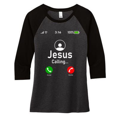 Jesus Is Calling Funny Jesus Christ Phone Christian Gift Women's Tri-Blend 3/4-Sleeve Raglan Shirt