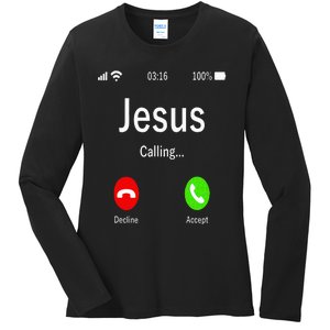 Jesus Is Calling Christian Ladies Long Sleeve Shirt