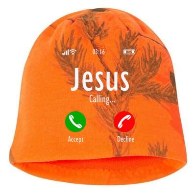 Jesus Is Calling Christian T Kati - Camo Knit Beanie