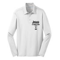 Jesus Is Coming Soon Countdown Christian Religious Faith Silk Touch Performance Long Sleeve Polo