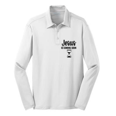 Jesus Is Coming Soon Countdown Christian Religious Faith Silk Touch Performance Long Sleeve Polo