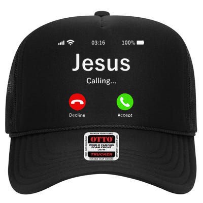 Jesus Is Calling Christian Love King Belief Unity Faith High Crown Mesh Back Trucker Hat