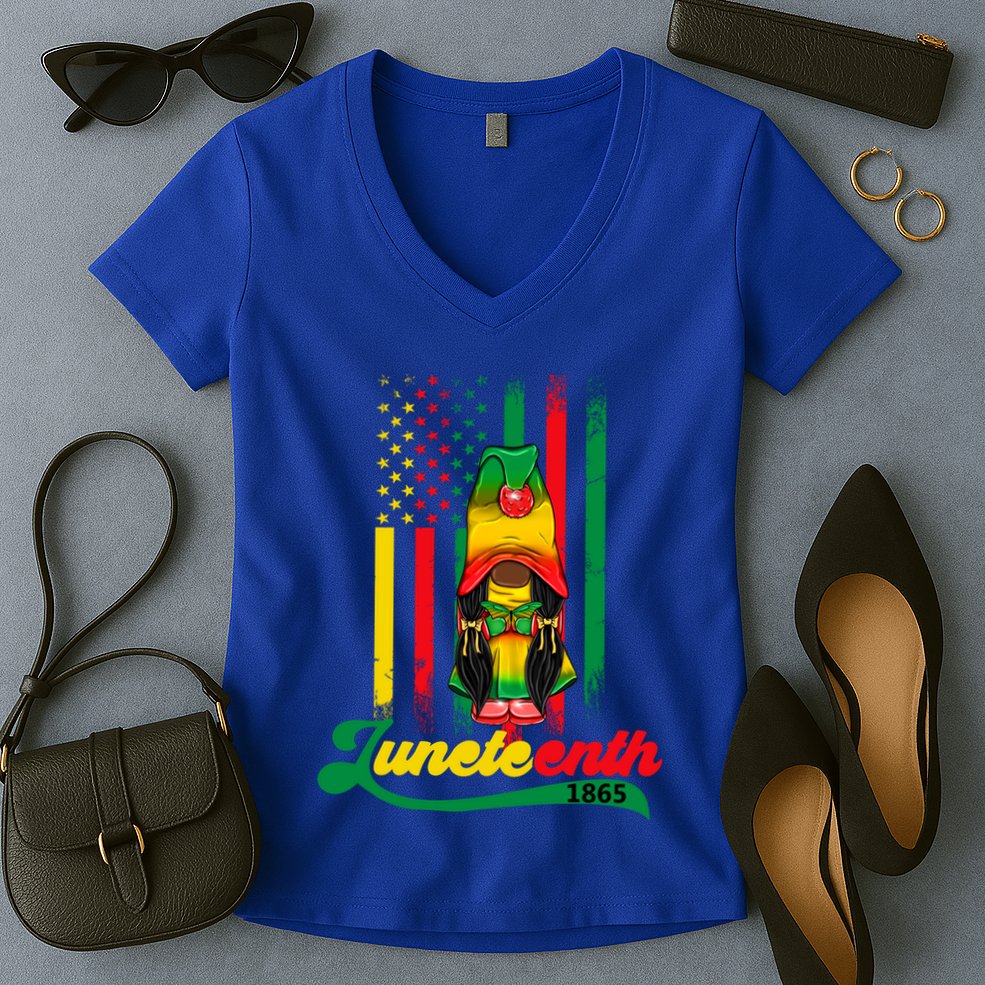 Junenth Independence Celebration Gift Women's V-Neck T-Shirt