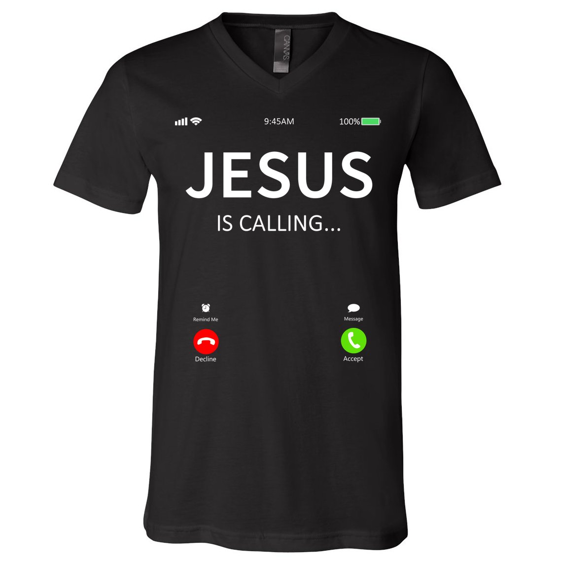 Jesus Is Calling Christian V-Neck T-Shirt