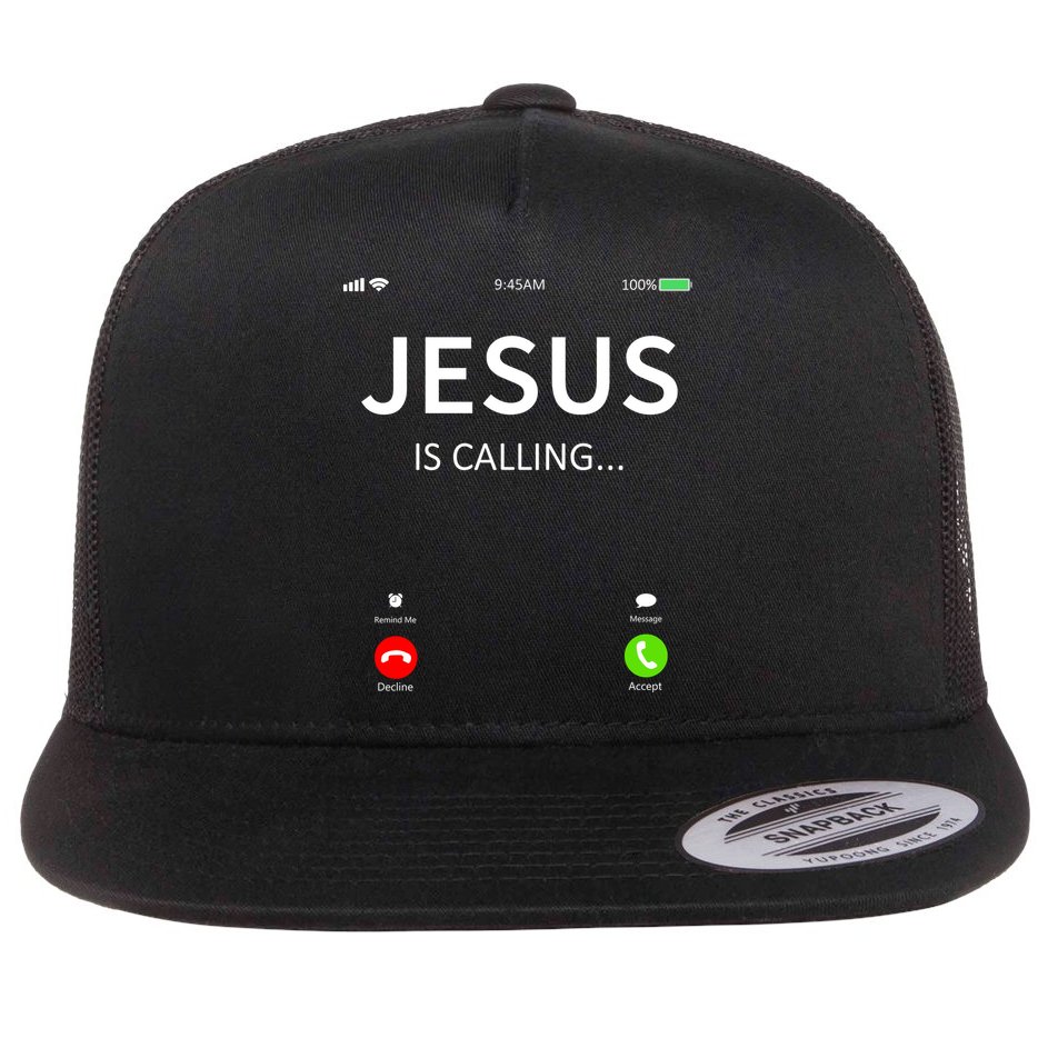 Jesus Is Calling Christian Flat Bill Trucker Hat