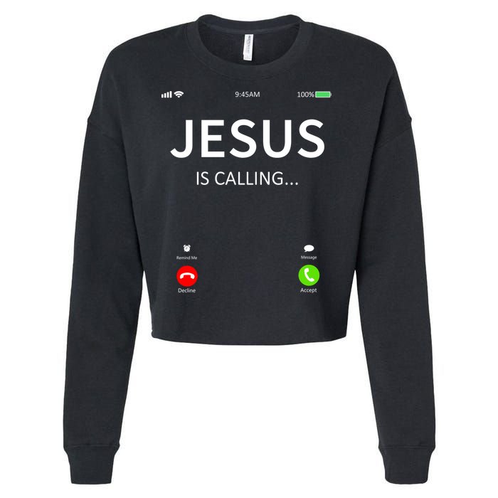Jesus Is Calling Christian Cropped Pullover Crew