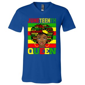 Juneteenth Independence Day Queen Freedom 1865 Mother's Day Cute Gift V-Neck T-Shirt