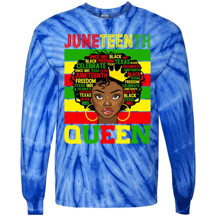 Juneteenth Independence Day Queen Freedom 1865 Mother's Day Cute Gift Tie-Dye Long Sleeve Shirt