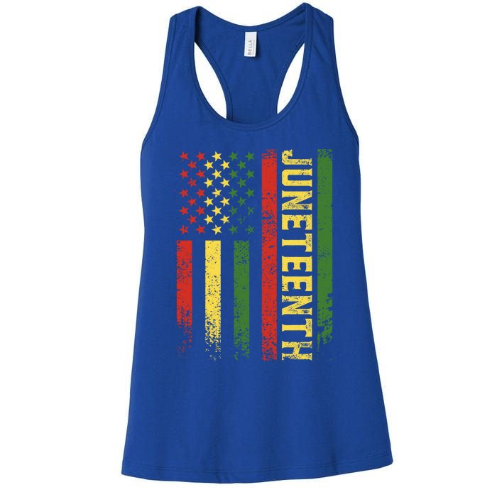 Juneteenth Independence Freedom Day Melanin African Usa Flag Cool Gift Women's Racerback Tank