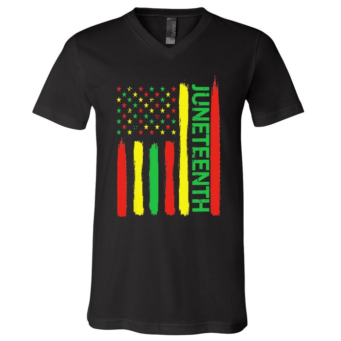 Juneteenth In Flag For Black History Day Black history Junet V-Neck T-Shirt