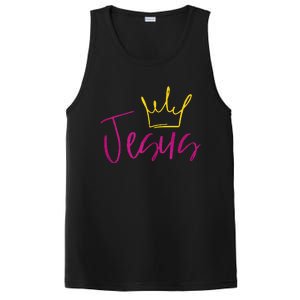 Jesus In Fuchsia Pink Gold Crown Christian Garments PosiCharge Competitor Tank