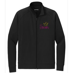 Jesus In Fuchsia Pink Gold Crown Christian Garments Stretch Full-Zip Cadet Jacket