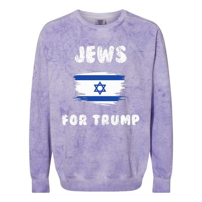 Jewish Israel Flag Jews for Trump  Colorblast Crewneck Sweatshirt