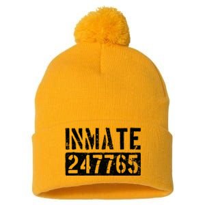 Jail Inmate Funny Prison Inmate Costume Pom Pom 12in Knit Beanie