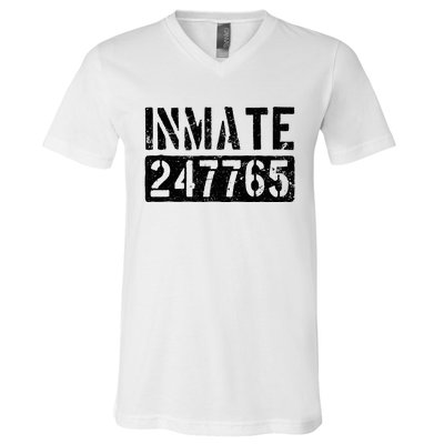 Jail Inmate Funny Prison Inmate Costume V-Neck T-Shirt