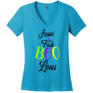 Jesus Is Fab Boo Lous Cool Gift Women's V-Neck T-Shirt