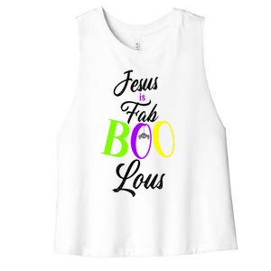 Jesus Is Fab Boo Lous Cool Gift Women's Racerback Cropped Tank