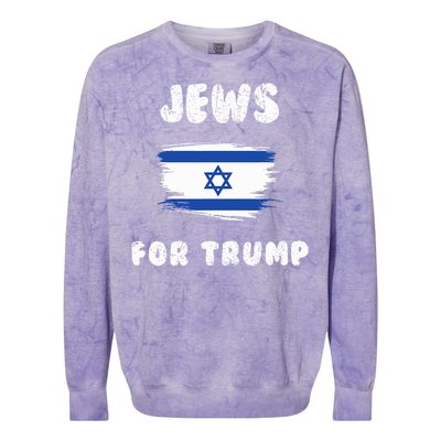 Jewish Israel Flag Jews for Trump  Colorblast Crewneck Sweatshirt