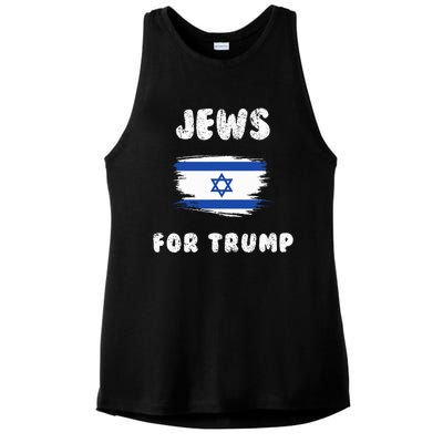 Jewish Israel Flag Jews for Trump  Ladies PosiCharge Tri-Blend Wicking Tank