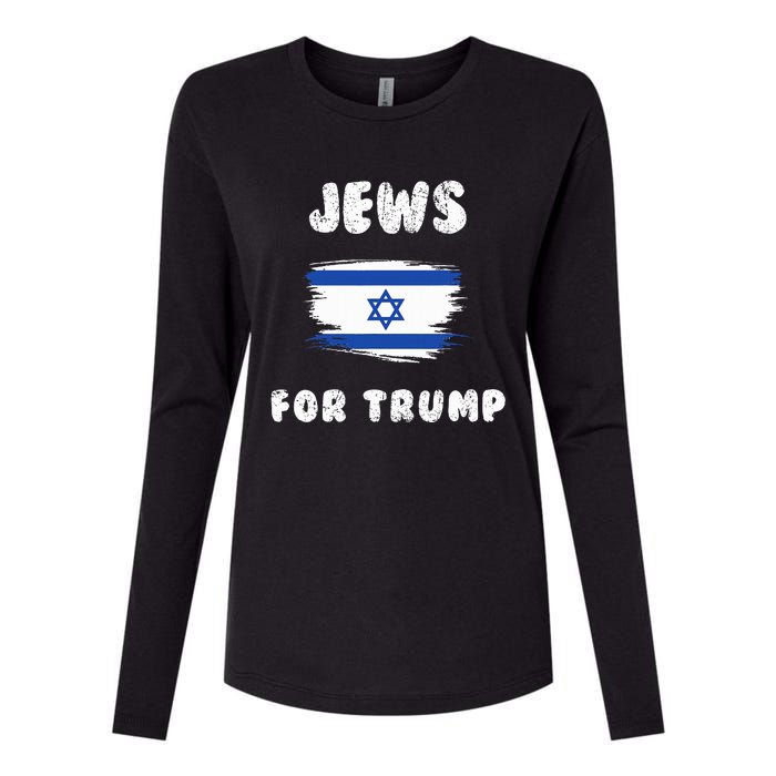 Jewish Israel Flag Jews for Trump  Womens Cotton Relaxed Long Sleeve T-Shirt