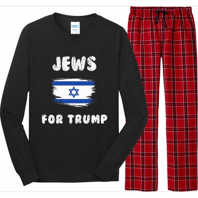 Jewish Israel Flag Jews for Trump  Long Sleeve Pajama Set