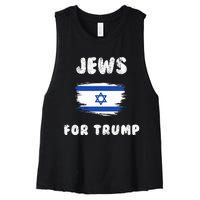 Jewish Israel Flag Jews for Trump  Women's Racerback Cropped Tank