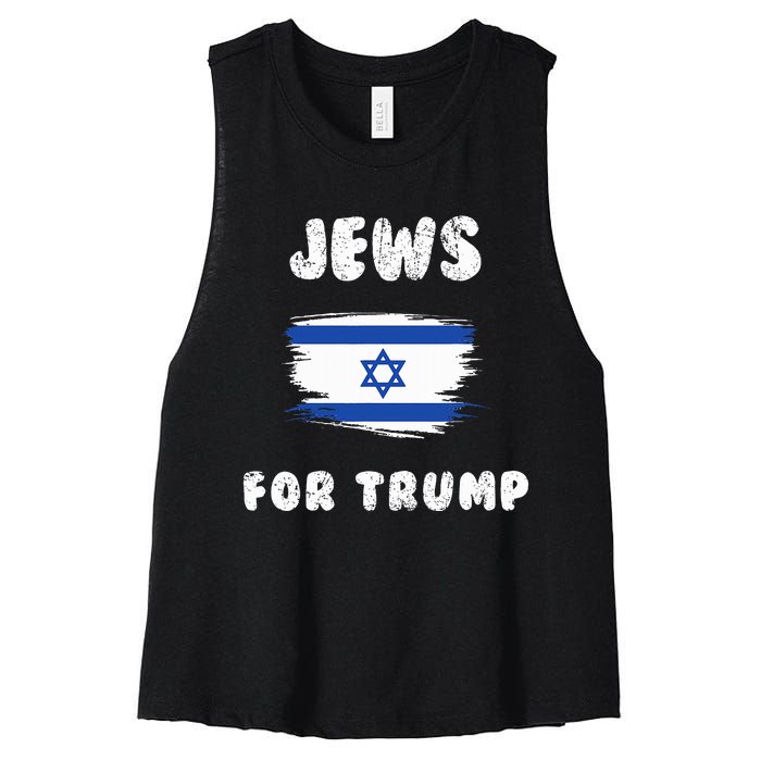 Jewish Israel Flag Jews for Trump  Women's Racerback Cropped Tank