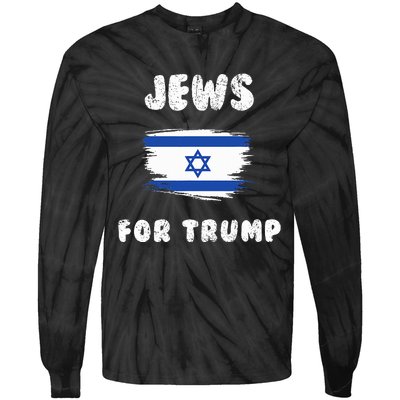 Jewish Israel Flag Jews for Trump  Tie-Dye Long Sleeve Shirt