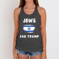 Jewish Israel Flag Jews for Trump  Women's Knotted Racerback Tank