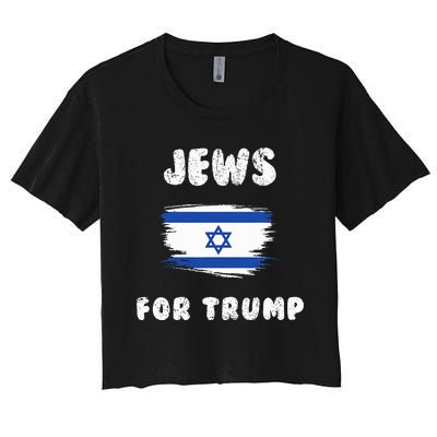 Jewish Israel Flag Jews for Trump  Women's Crop Top Tee