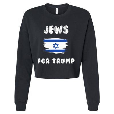 Jewish Israel Flag Jews for Trump  Cropped Pullover Crew