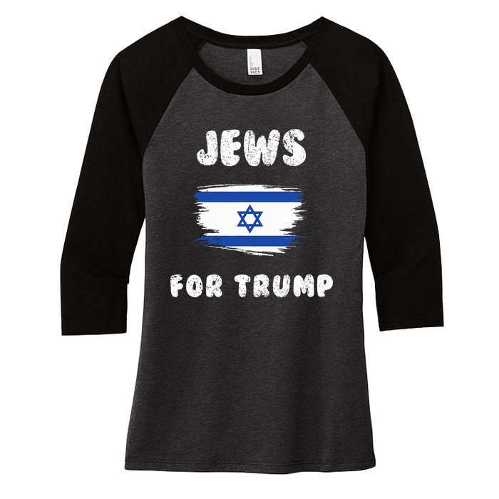 Jewish Israel Flag Jews for Trump  Women's Tri-Blend 3/4-Sleeve Raglan Shirt