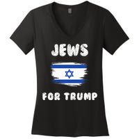 Jewish Israel Flag Jews for Trump  Women's V-Neck T-Shirt