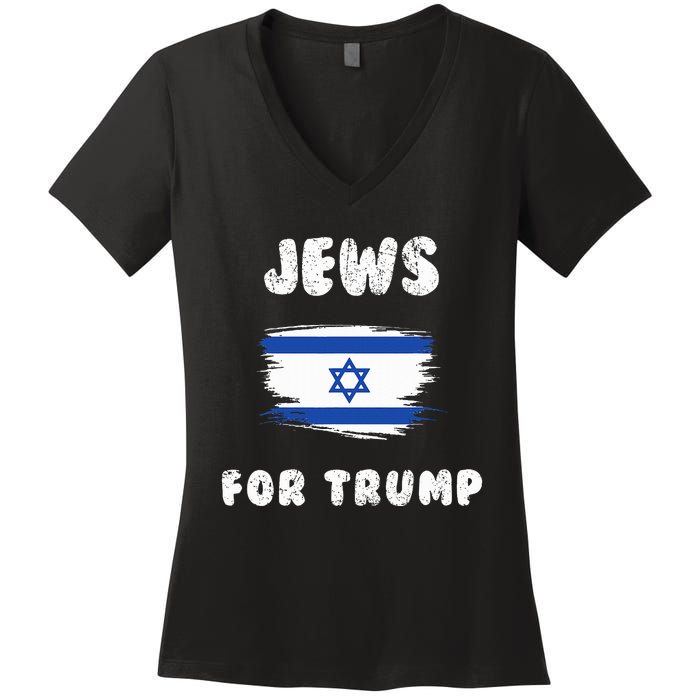 Jewish Israel Flag Jews for Trump  Women's V-Neck T-Shirt