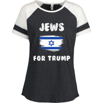 Jewish Israel Flag Jews for Trump  Enza Ladies Jersey Colorblock Tee