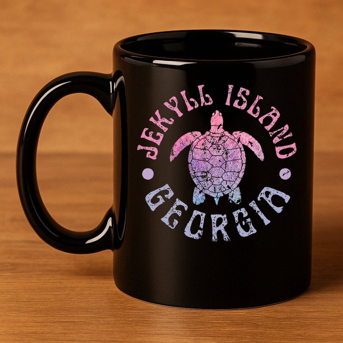 Jekyll Island Georgia Sea Turtle Beach Summer Ocean Cute 11oz C Handle Ceramic Mug