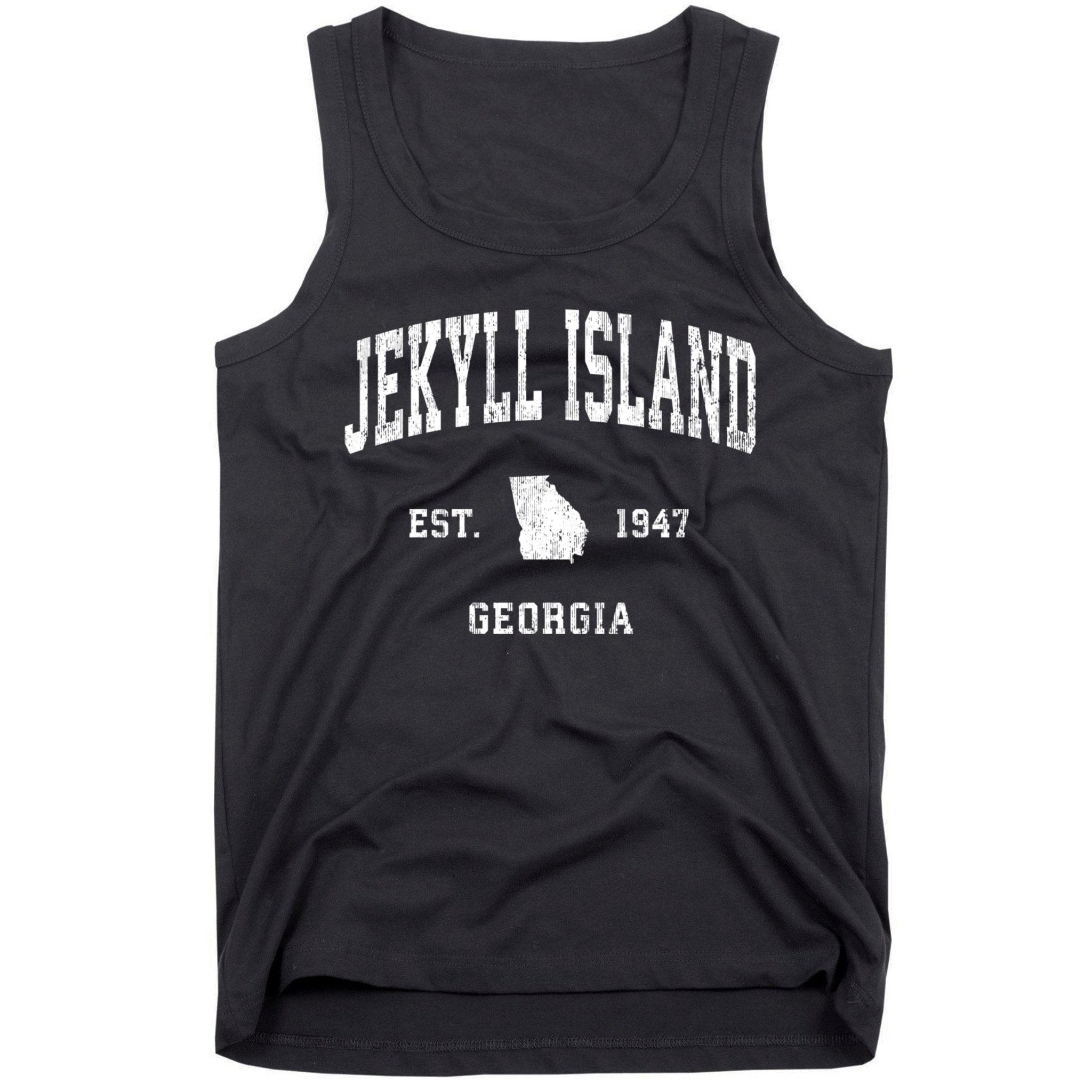 Jekyll Island Georgia Ga Vintage Athletic Black Sports Tank Top