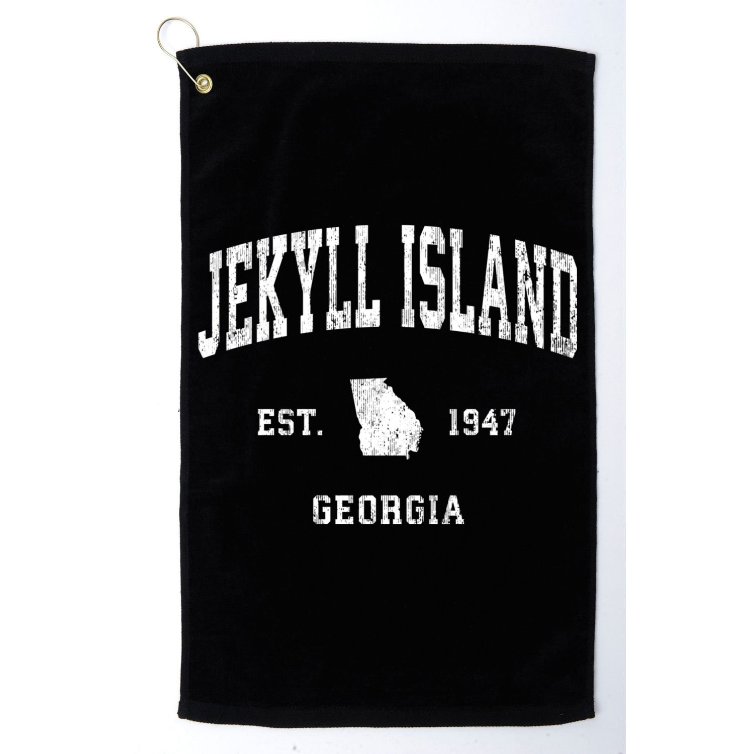 Jekyll Island Georgia Ga Vintage Athletic Black Sports Golf Towel