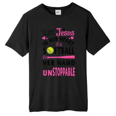 Jesus In Her Heart Softball Hand Funny Pitcher Gift For Her Gift Tall Fusion ChromaSoft Performance T-Shirt