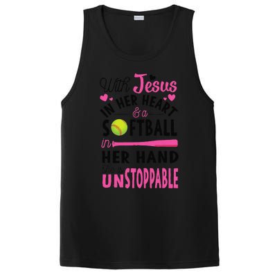 Jesus In Her Heart Softball Hand Funny Pitcher Gift For Her Gift PosiCharge Competitor Tank