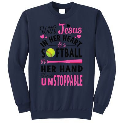 Jesus In Her Heart Softball Hand Funny Pitcher Gift For Her Gift Sweatshirt