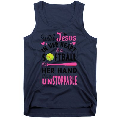 Jesus In Her Heart Softball Hand Funny Pitcher Gift For Her Gift Tank Top