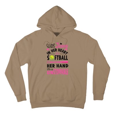 Jesus In Her Heart Softball Hand Funny Pitcher Gift For Her Gift Hoodie