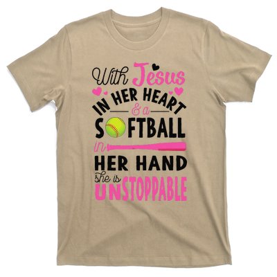 Jesus In Her Heart Softball Hand Funny Pitcher Gift For Her Gift T-Shirt