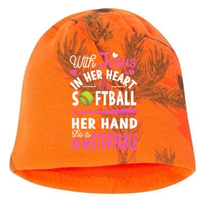 Jesus In Her Heart Softball Hand Funny Pitcher Gift For Her Gift Kati - Camo Knit Beanie