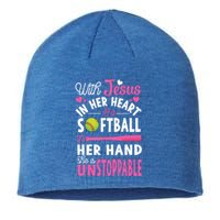 Jesus In Her Heart Softball Hand Funny Pitcher Gift For Her Gift Sustainable Beanie