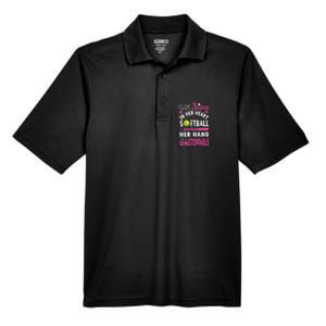 Jesus In Her Heart Softball Hand Funny Pitcher Men's Origin Performance Pique Polo